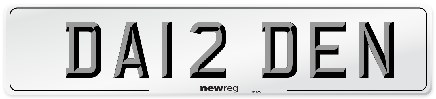 DA12 DEN Number Plate from New Reg